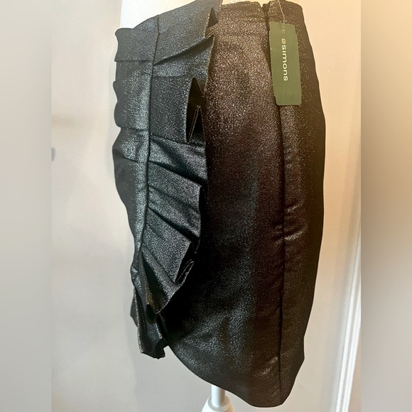 DO+BE lurex thread pewter mini skirt, NWT - Picture 2 of 7